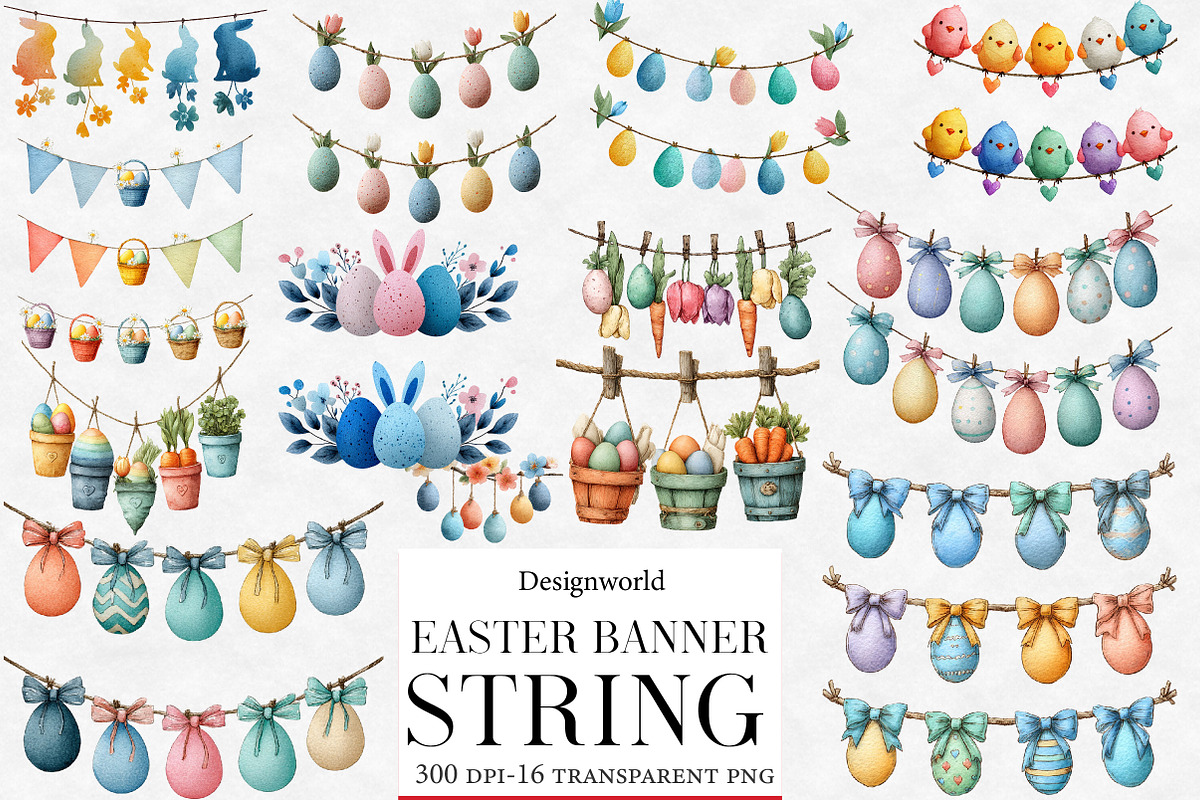 Easter banner string clipart, an Illustration by Designworld (Photo 1 of 4)