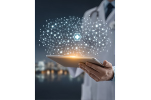 A doctor utilizing a tablet with a, a Technology Photo by ZinetroN
