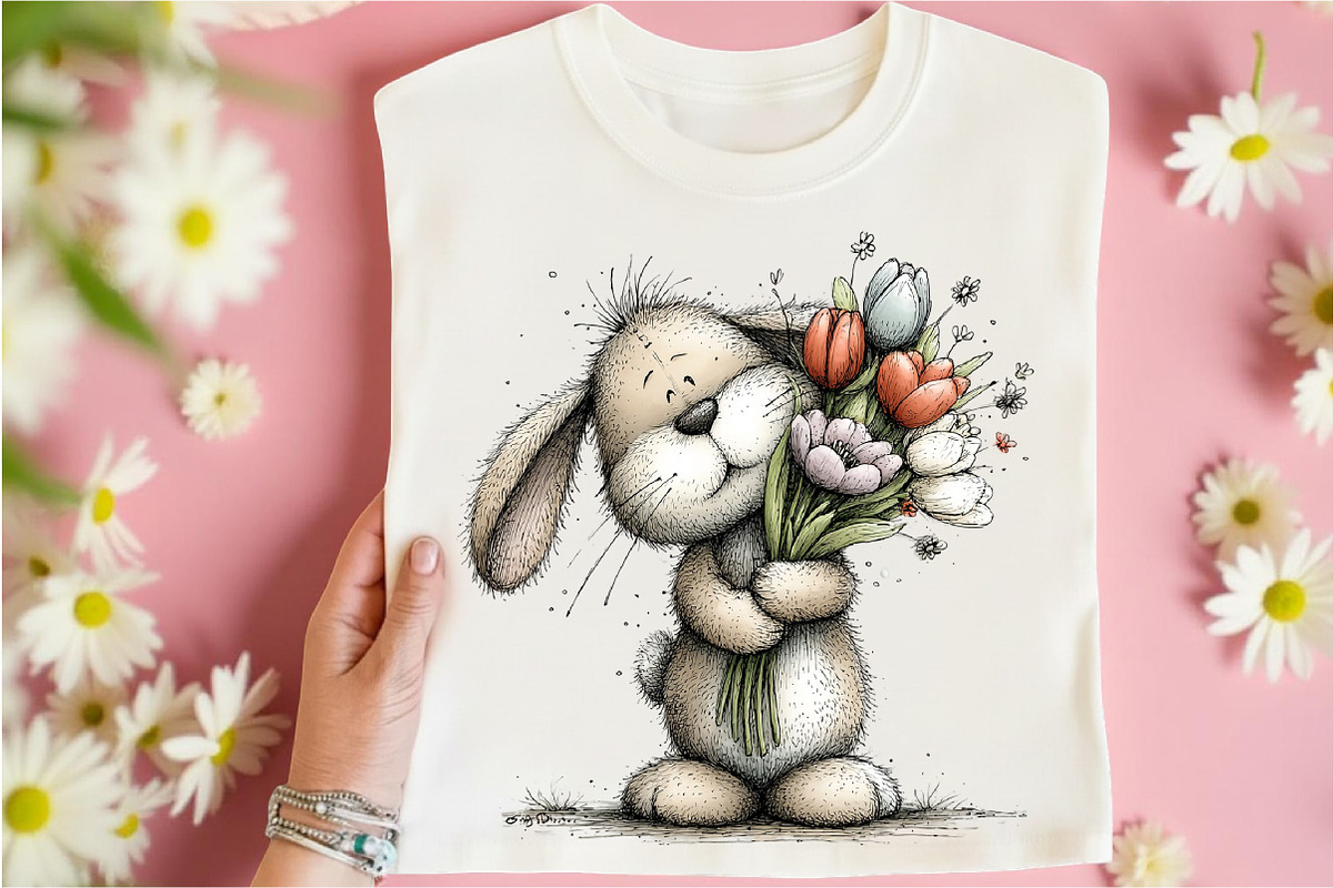Floral Easter Bunny Clipart, an Illustration by Libby Wishes (Photo 3 of 7)