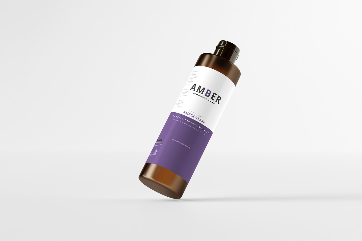 Amber Glass Bottle Mockup, a Cups & Container Mockup by pmvch (Photo 3 of 15)