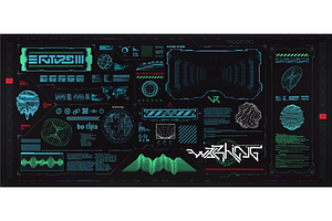 Futuristic cyberpunk HUD set