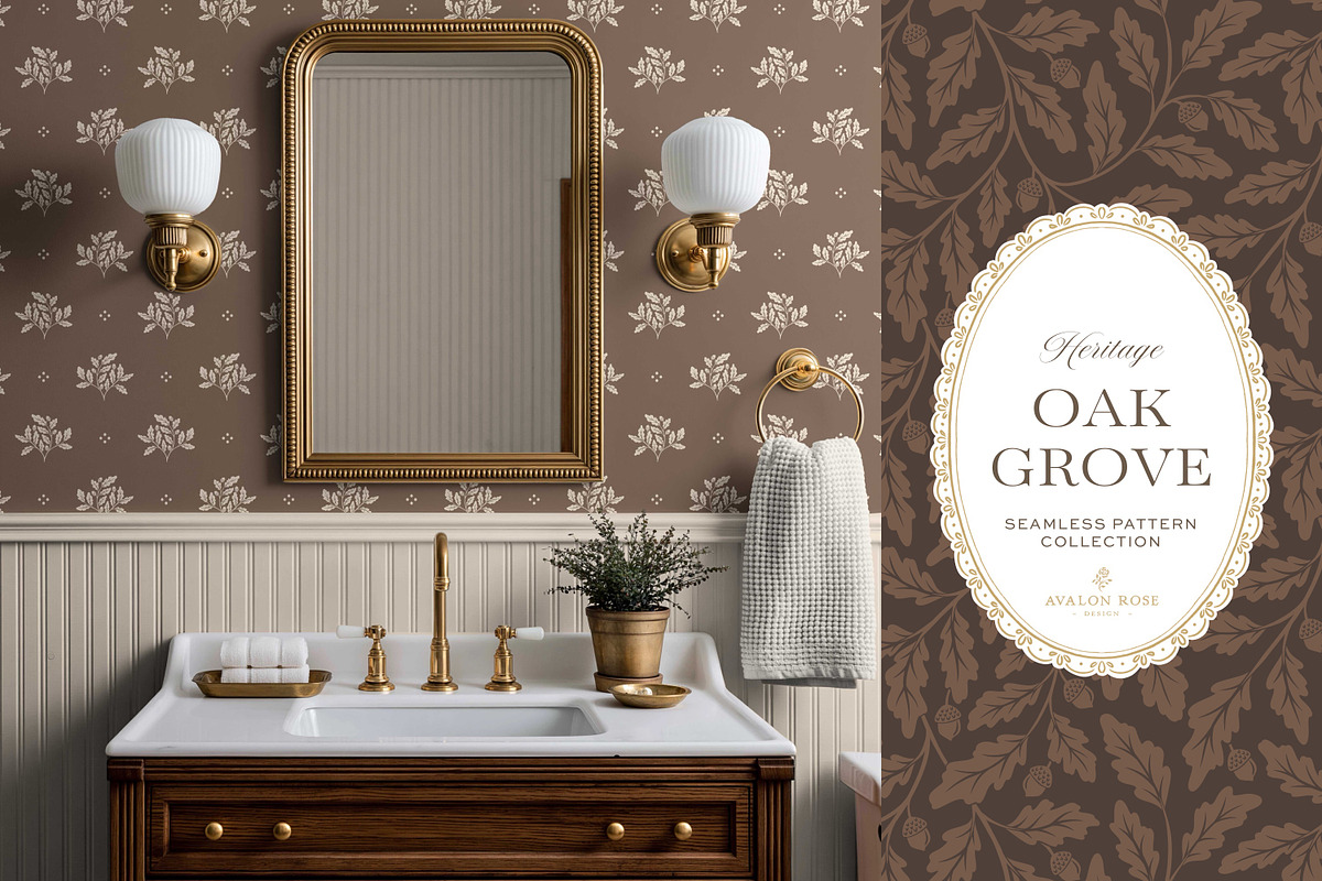 Oak & Acorn Autumn Patterns - Brown, a Pattern Graphic by Eclectic Anthology (Photo 9 of 13)