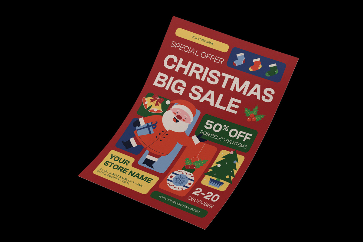 Red Christmas Sale Flyer, a Flyer Template by Neermana (Photo 2 of 4)