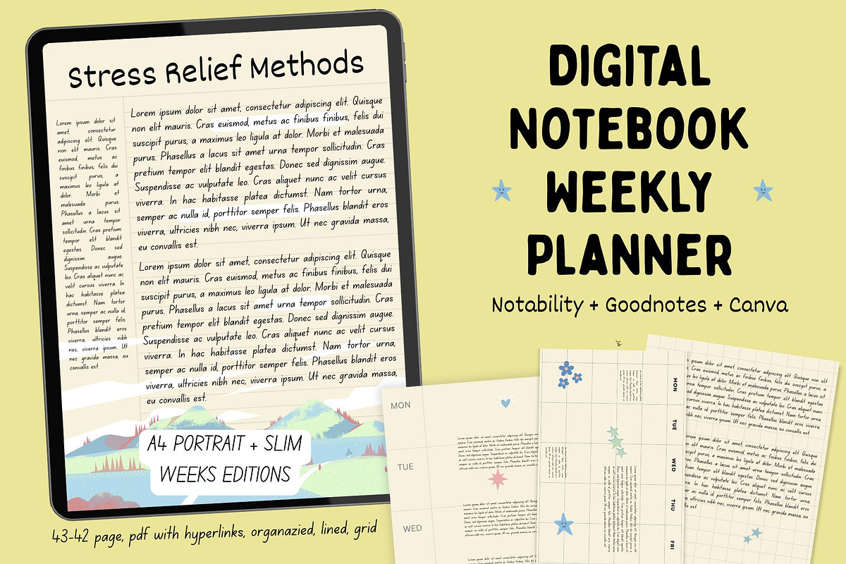 Digital Weekly Planner/Notebook ADHD, a Stationery Template by Ashiya Pixel (Photo 6 of 18)