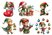 Christmas Elf Watercolor Clipart, an Illustration by Daily.Designs (Thumbnail 3 of 5)