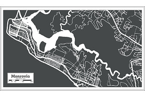 Monrovia Liberia City Map In Retro