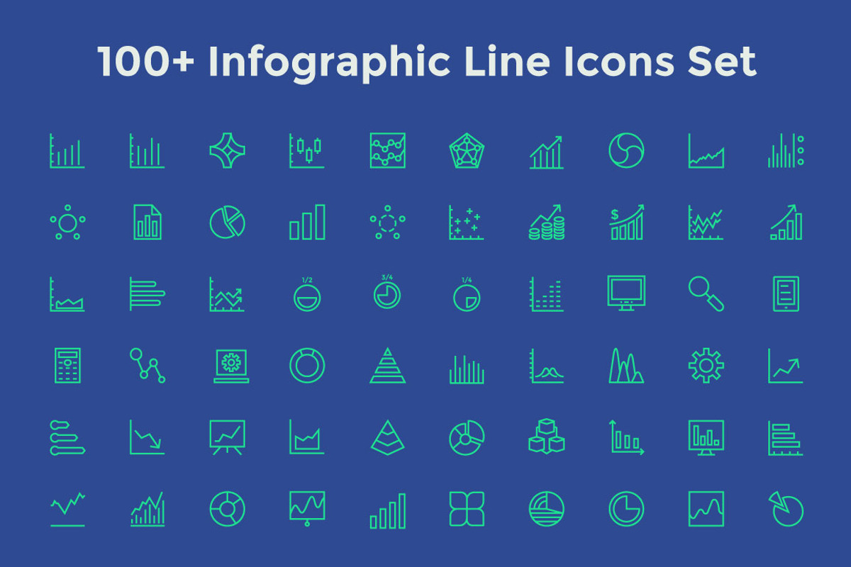 100+ Infographic Line Icons Set
