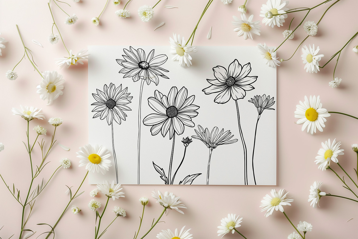 Daisy Procreate Stamp, a Brush Add-On by Dervik Art Store (Photo 2 of 6)