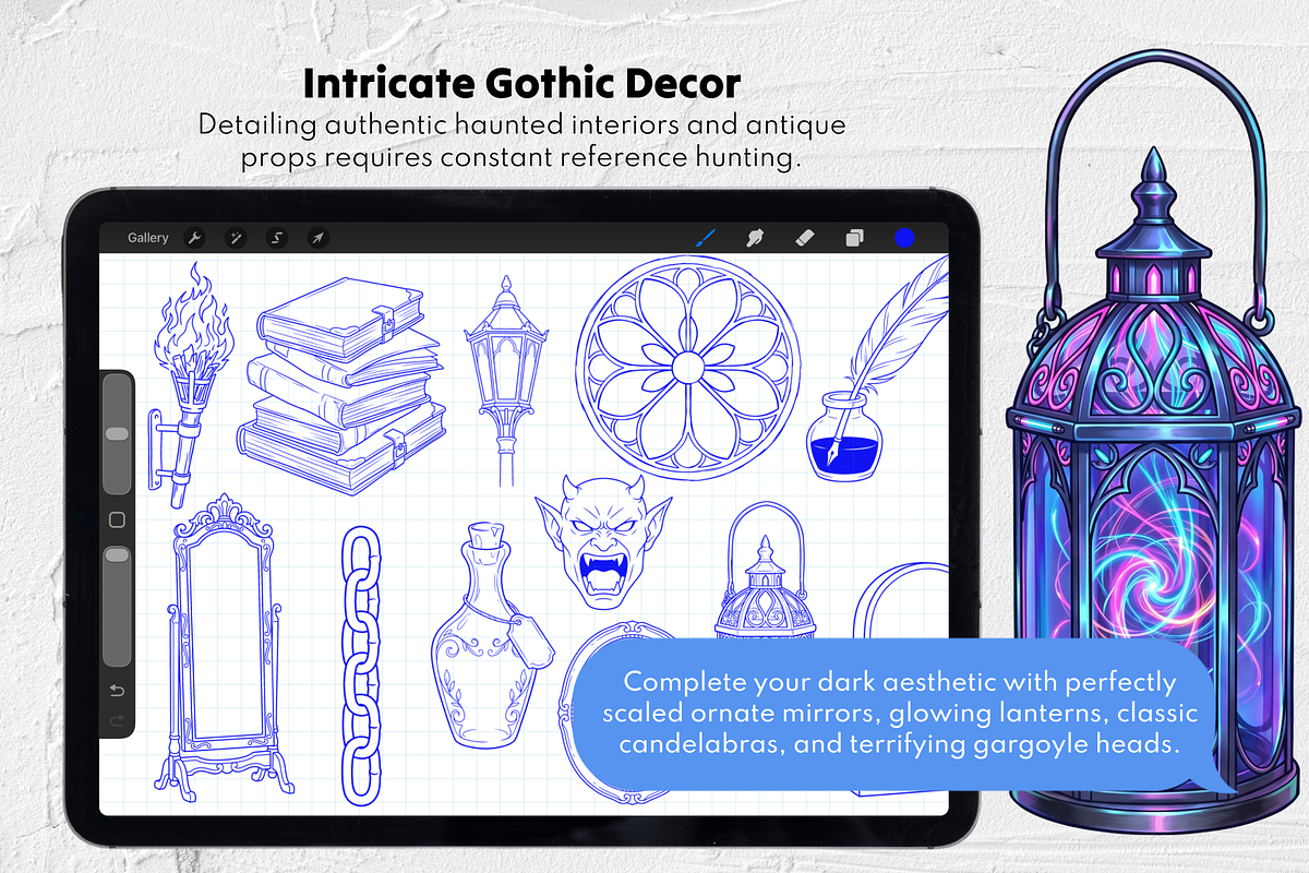 Procreate Gothic Background Stamps, a Brush Add-On by Selentaori Studio (Photo 8 of 13)