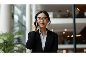 Asian businesswoman in a modern, a Person Photo by Sergey Kotenev