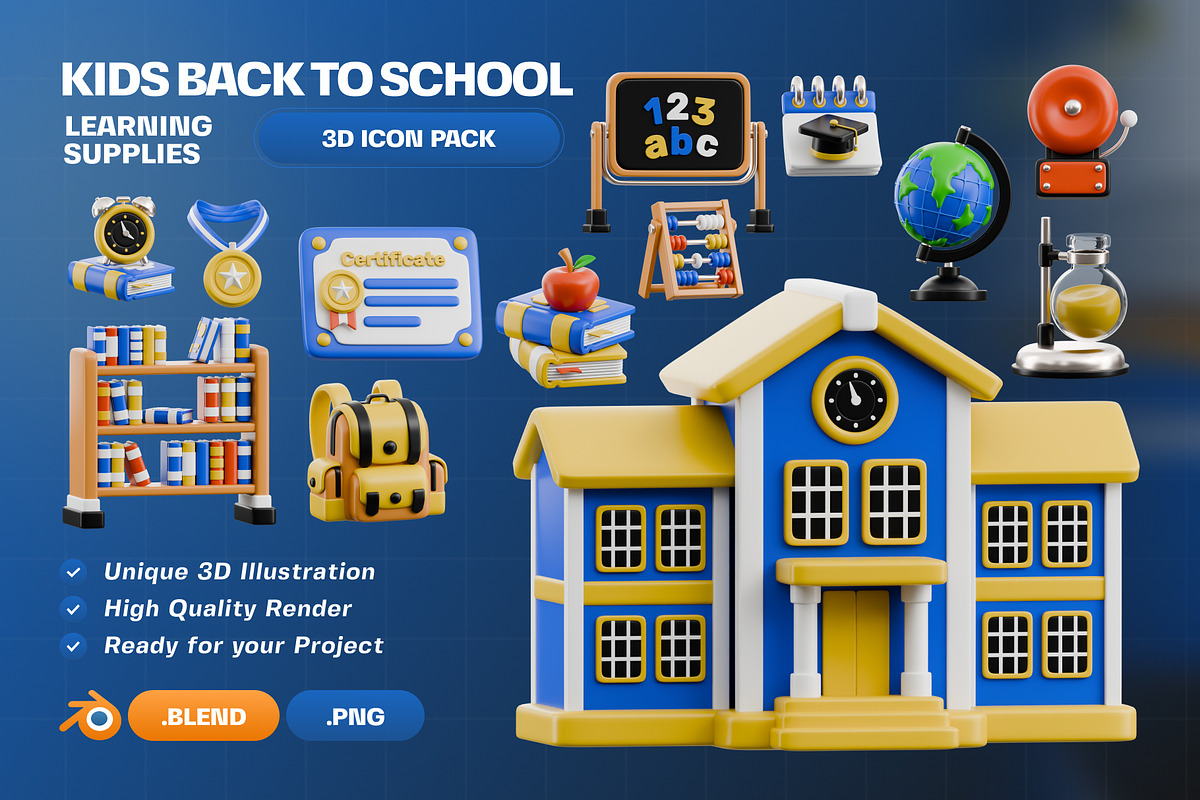 Kids Back to School 3D Icon Pack, an Object 3D Model by Haps Space (Photo 1 of 4)