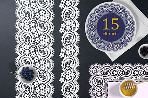 Set Of 15 Vector Lace Cliparts