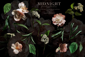 Midnight Floral Clip Art Collection