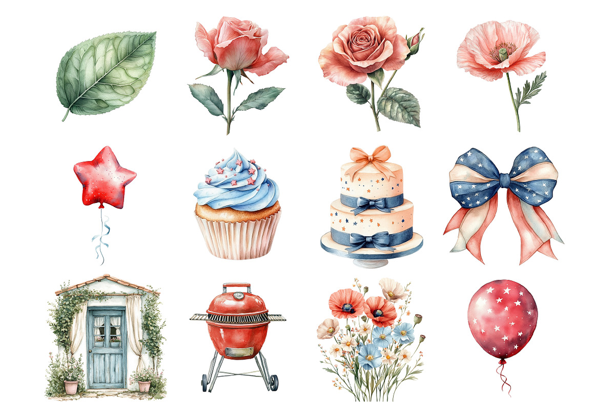 4th of July nursery watercolor Clipa, a Seasonal Illustration by Design Market (Photo 9 of 9)