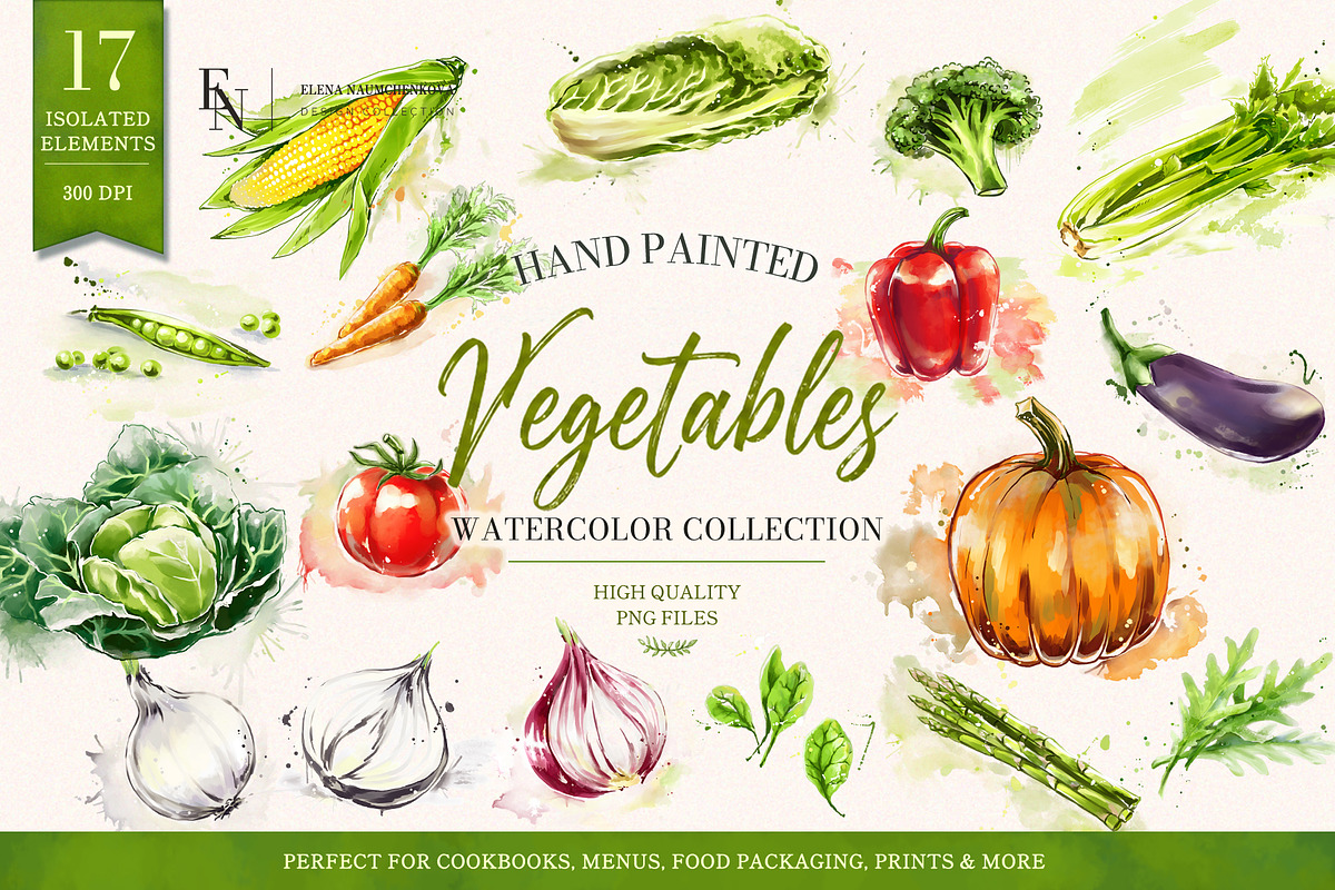 Watercolor Vegetables Set PNG, an Object Graphic by Elena Naumchenkova (Photo 1 of 6)