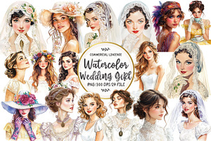 Wedding Retro Girl Clipart, an Illustration by OK Design