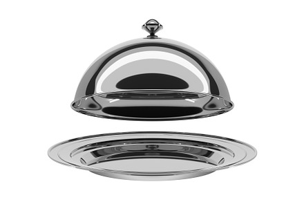 Silver tray with open cloche, 3d, a Food & Drink 3D Model by Marozhkastudio