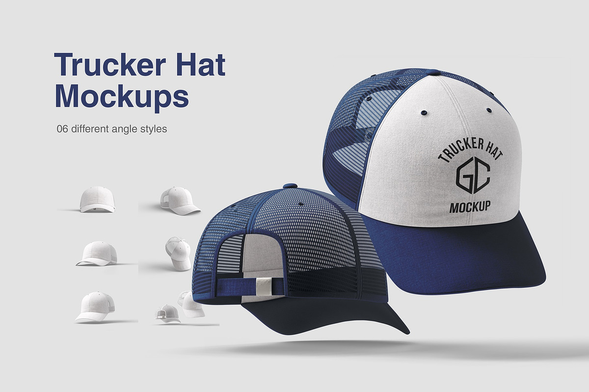 Trucker Hat Mockups, a Hat Mockup by graphiccrew (Photo 1 of 11)