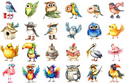 Funny Colorful Birds Watercolor Clip, an Illustration by Sublimation Artist (Thumbnail 2 of 6)