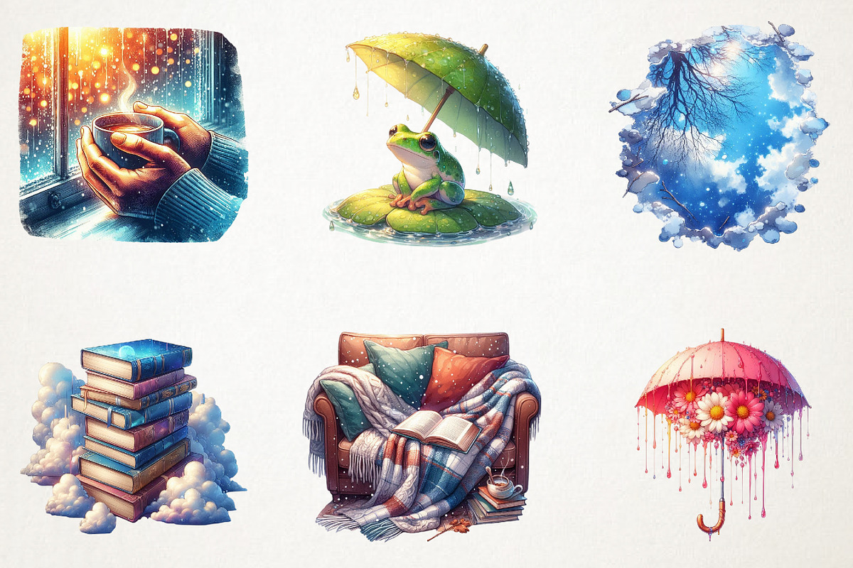 Rainy day Sublimation Clipart, an Illustration by RobertsArt (Photo 3 of 7)