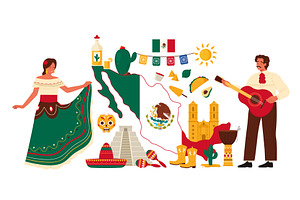 Travel to Mexico infographic poster, an Illustration by Flashvector