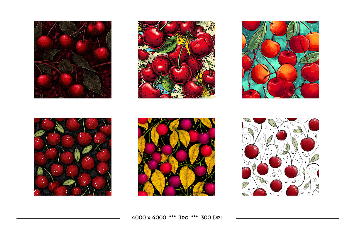 Cherry Retro Art Style Patterns, a Pattern Graphic by karenfoleyphoto (Photo 5 of 15)
