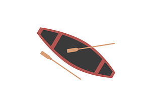 Wooden fishing boat with paddles, an Illustration by Toltemara