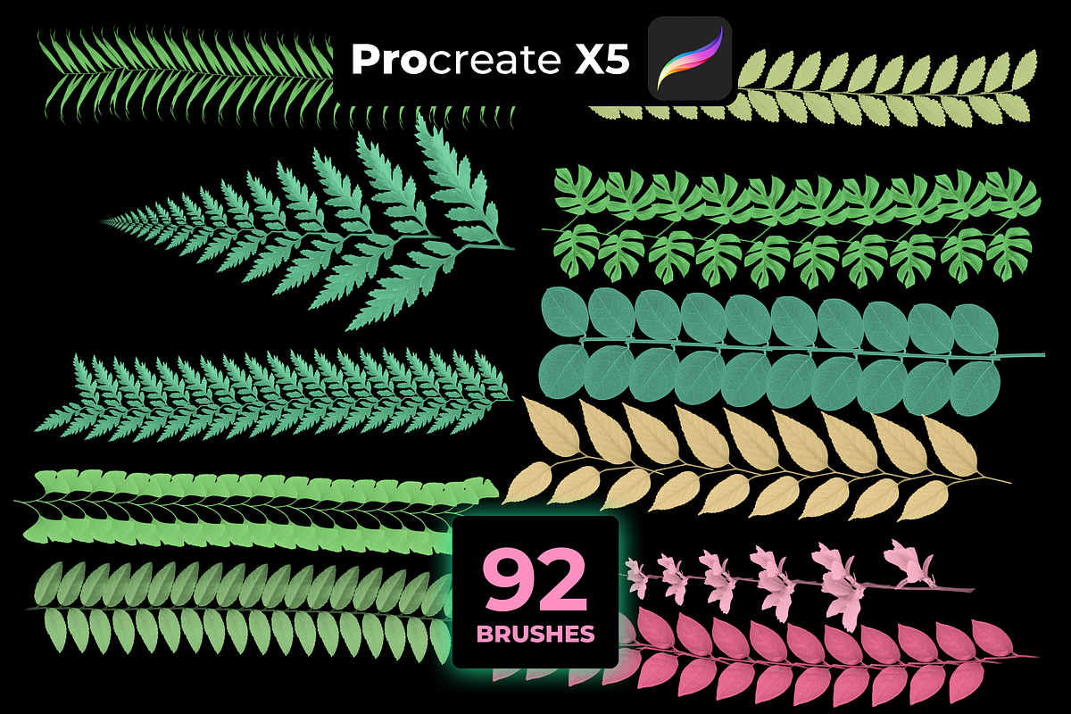 92 FLORAL brushes for PROCREATE X5, a Brush Add-On by Graphics Resources (Photo 11 of 15)