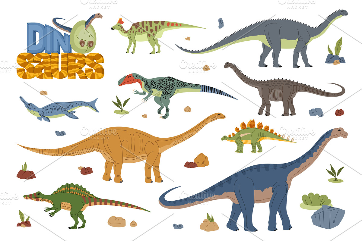 Cartoon dinosaur and baby dino, an Animal Illustration by Buch&Bee
