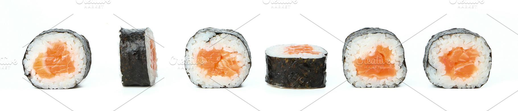 Set of maki isolated on white background, a Food & Drink Photo by AtlasStudio PRO