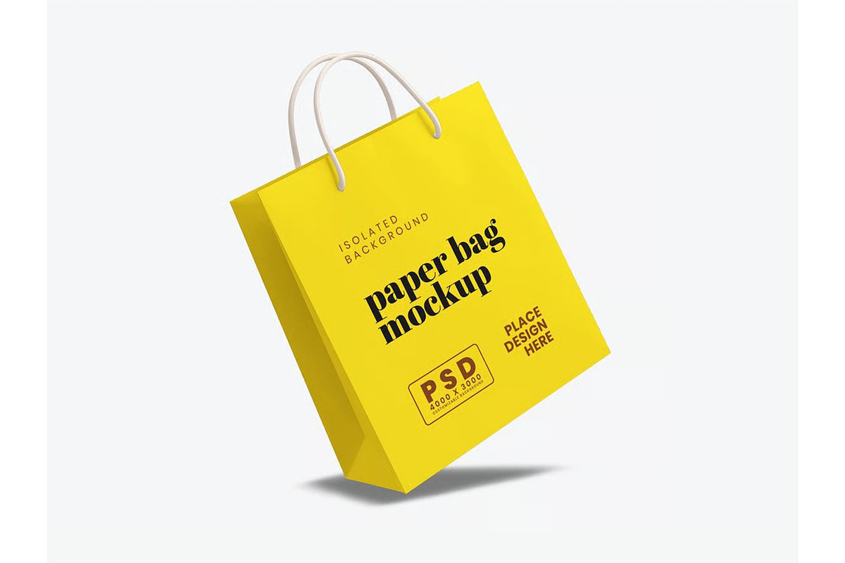 Paper Shopping Bag Mockup Template, a Packaging Mockup by DesignRushMarket (Photo 3 of 5)