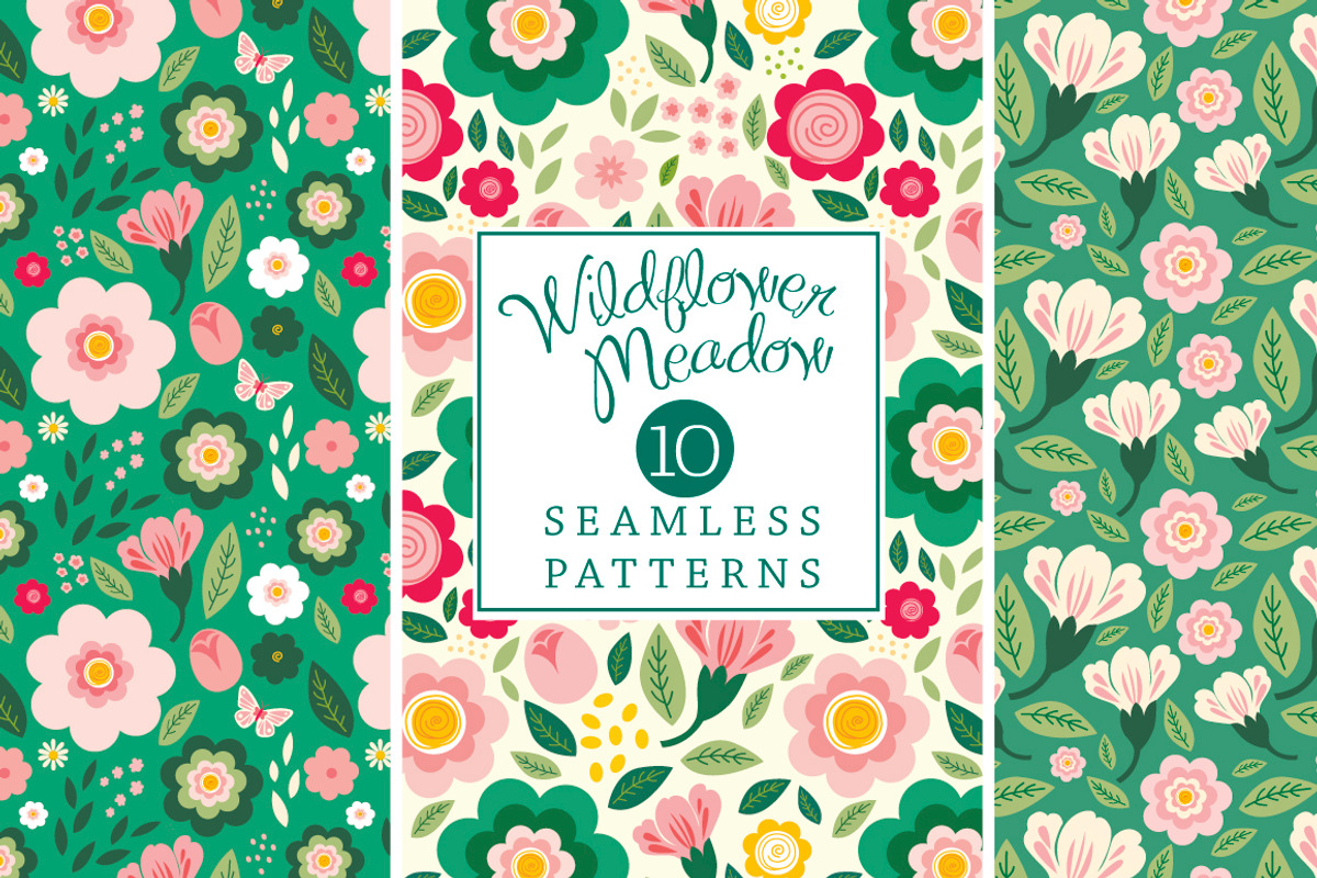 Wildflowers Seamless Patterns, a Pattern Graphic by Clover & Lilly (Photo 4 of 7)