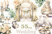 Watercolor Wedding Clipart Bundle, a Decorative Illustration by GlamArtZhanna (Thumbnail 1 of 7)