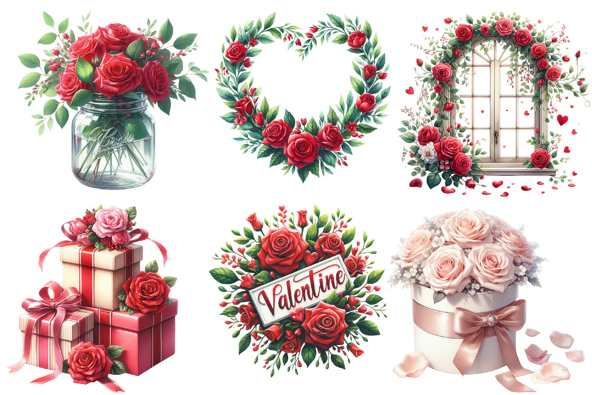 Valentine Rose Sublimation Clipart, an Illustration by Designworld (Photo 5 of 5)