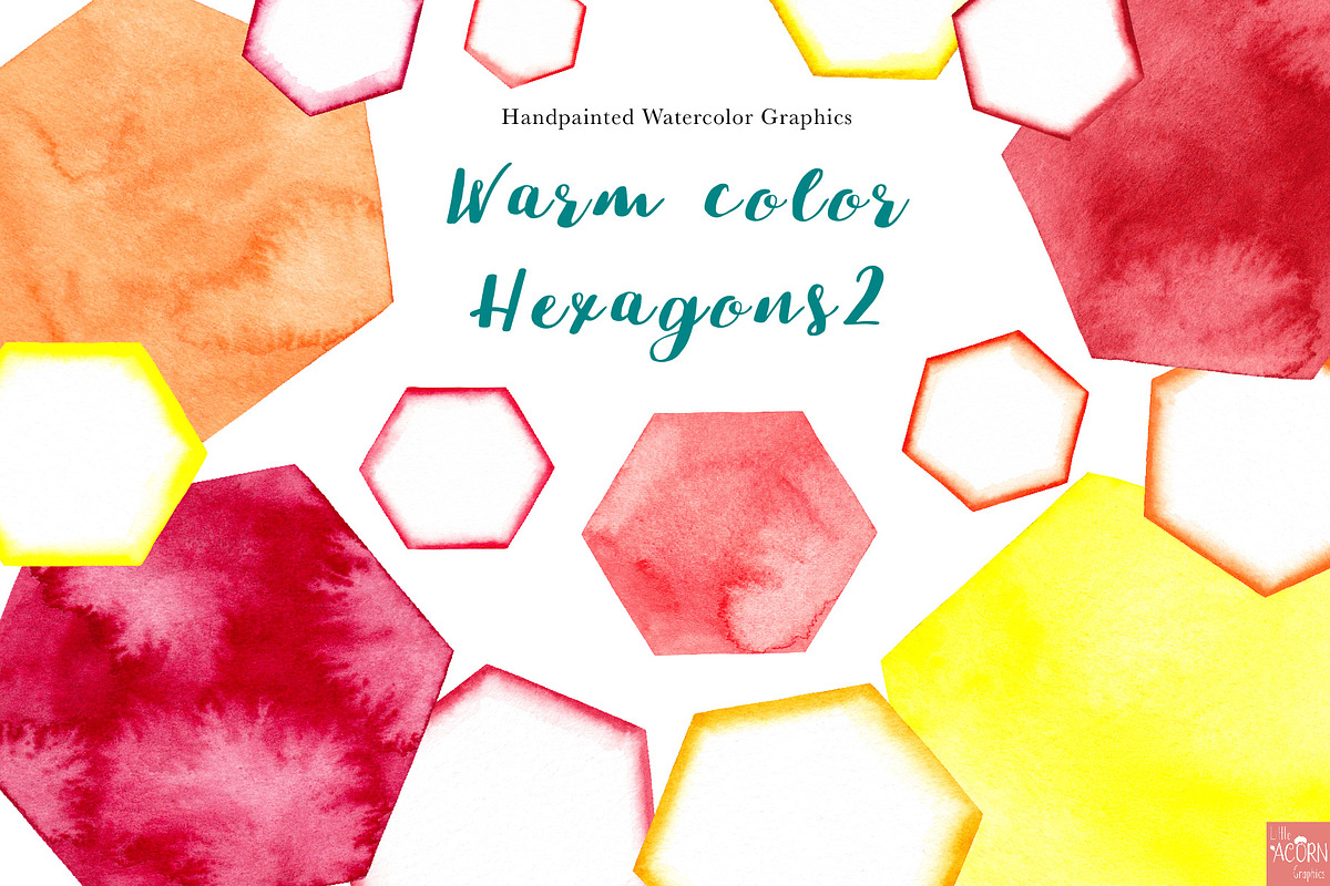 Sunny Watercolor Hexagons, an Object Graphic by LittleAcornGraphics (Photo 1 of 4)