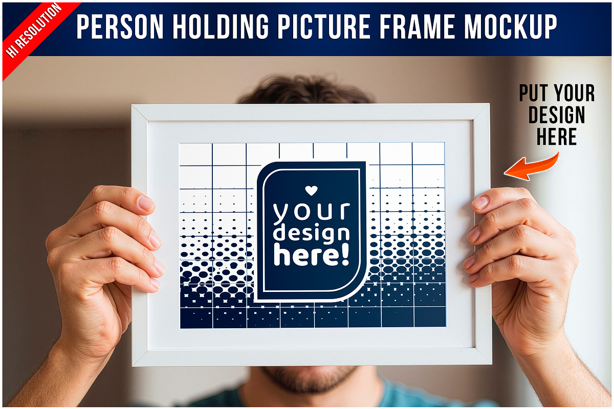 Person Holding Picture Frame PSD, a Product Mockup by Bruno's Shop (Photo 1 of 3)