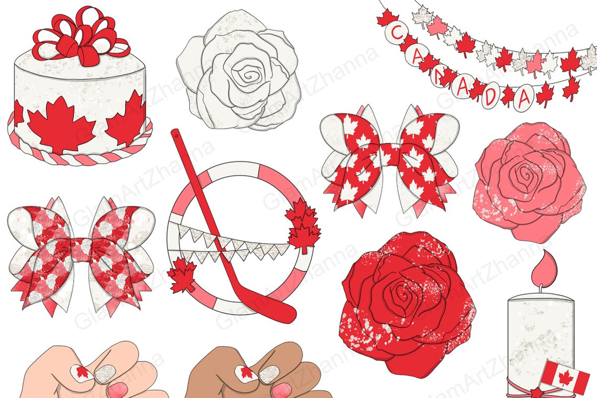 Canada Day Clipart, a Seasonal Illustration by GlamArtZhanna (Photo 3 of 3)