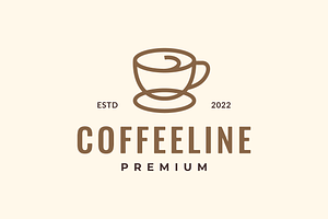 Coffee Cup Drink Line Style Logo