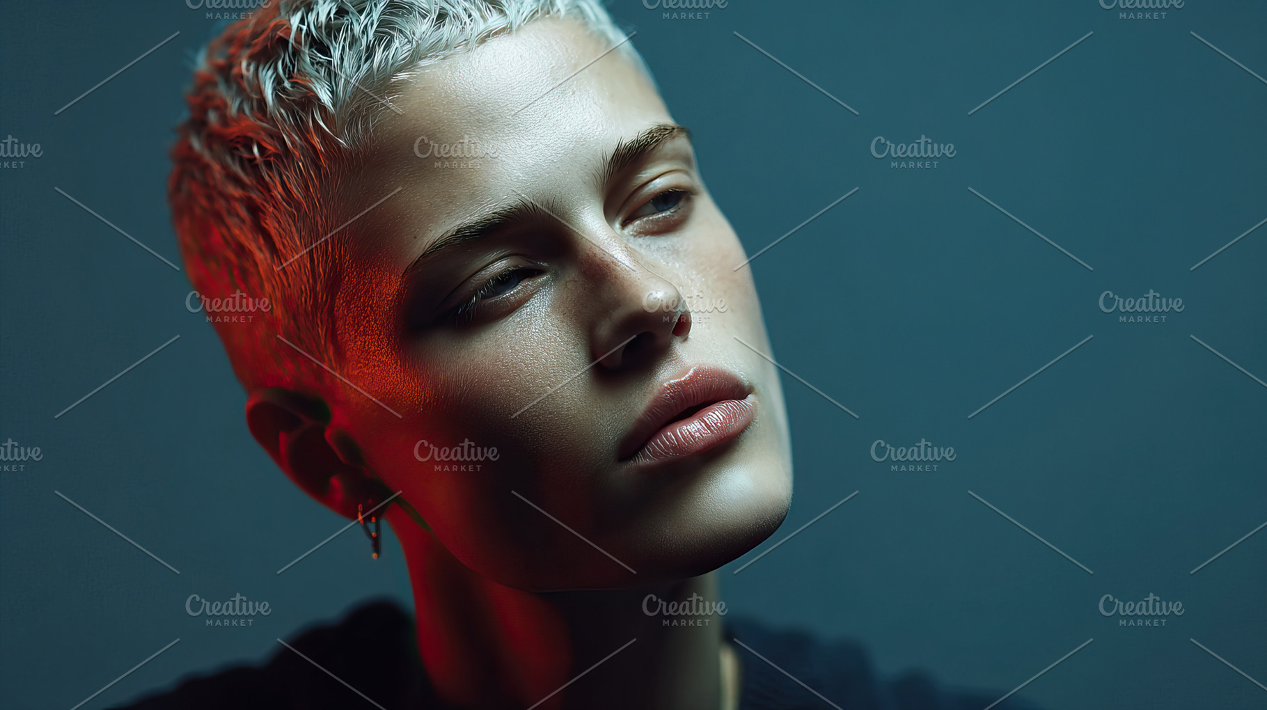 Creative woman portrait showcasing unique hairstyle and expressive features, a Person Photo by OSORIOartist
