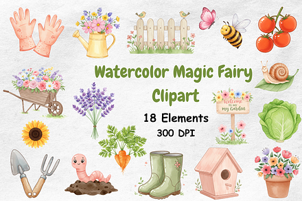 Watercolor Garden Clipart