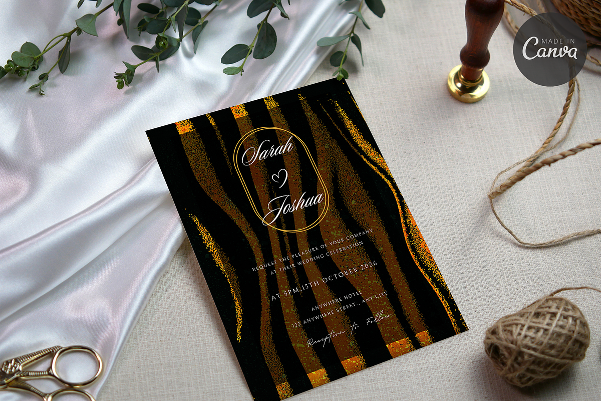Tiger Stripe Wedding Invitation, an Invitation Template by InvitingStorys (Photo 3 of 11)