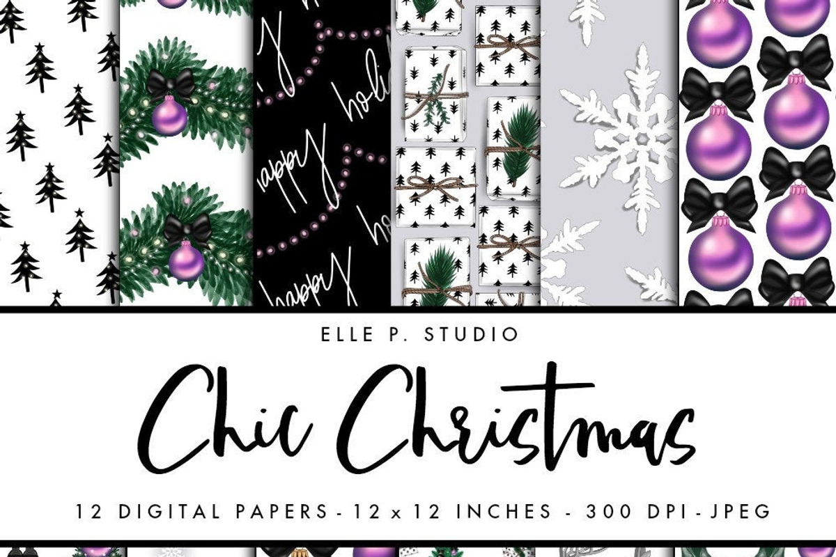 Chic Christmas Digital Paper Set, a Pattern Graphic by Elle P. Studio