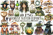 Watercolor Forest Witch Clipart, an Illustration by Sublimation Artist (Thumbnail 1 of 6)