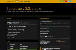 Bootstrap 3.0. Robotron Yellow Theme