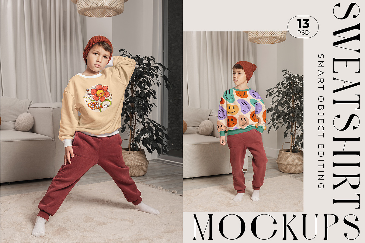 Kids Sweatshirt Model Mockup Bundle, a Shirt Mockup by Neutral Mockups (Photo 1 of 4)