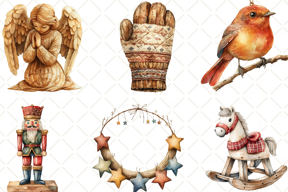Rustic Wooden Christmas Clipart, an Illustration by Black Bird Studio (Photo 5 of 6)