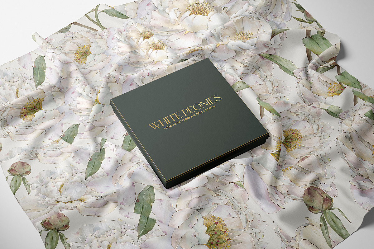 White Peonies Watercolor Collection, a Pattern Graphic by Alisa Fimen Design (Photo 9 of 13)