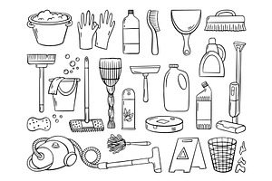 Doodle cleaning elements. Detergent, an Object Illustration by Valerie Bodnar