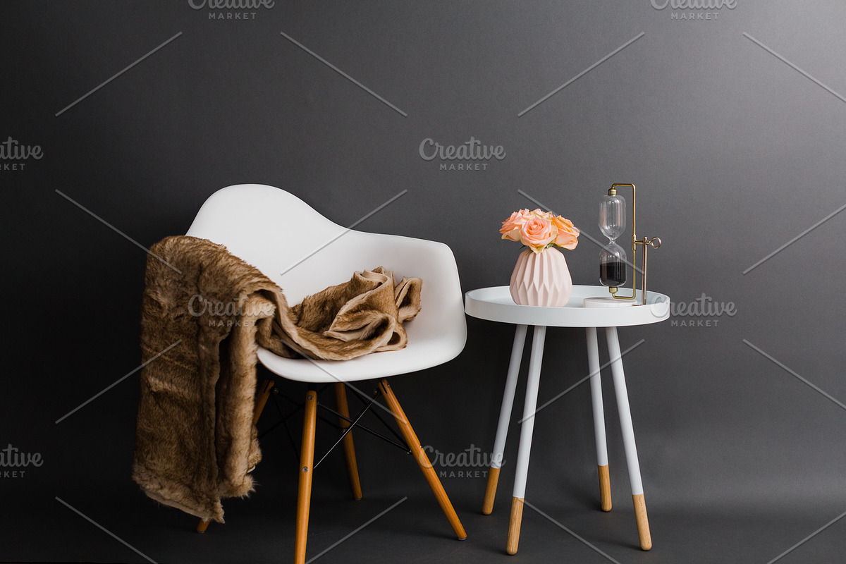 White chair with Pink Roses and Hour, a Beauty & Fashion Photo by T&V Design Co. (Photo 2 of 2)