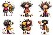 Whimsical Quirky Bee Girl Clipart, an Illustration by CraftArtStudio (Thumbnail 2 of 6)
